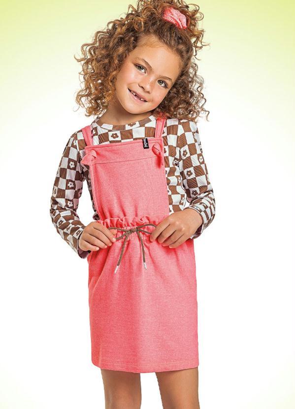 Fakini Kids - Conjunto Blusa Manga Longa e Salopete Rosa