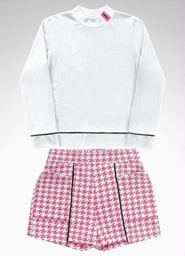 Playground - Conjunto Blusa Manga Longa e Short Rosa