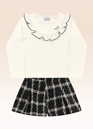 Fakini Kids - Conjunto Blusa Manga Longa e Shorts Bege - FAKINI KIDS
