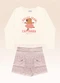 Fakini Kids - Conjunto Blusa Manga Longa e Shorts Rosa - variação: Bege