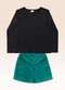 Fakini Kids - Conjunto Blusa Manga Longa e Shorts Saia Bege - variação: Preto