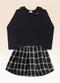 Fakini Kids - Conjunto Blusa Manga Longa e Shorts Saia Azul - variação: Preto