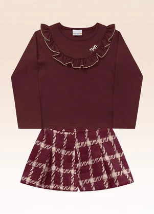 Fakini Kids - Conjunto Blusa Manga Longa e Shorts Vermelho - FAKINI KIDS