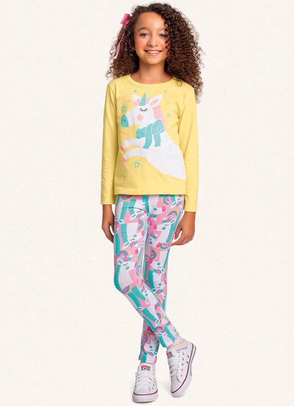 Fakini Kids - Conjunto Blusa Manga Longa/Legging Amarelo