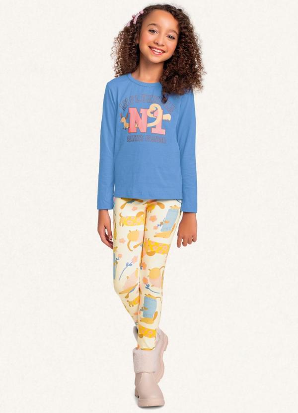 Fakini Kids - Conjunto Blusa Manga Longa/Legging Azul