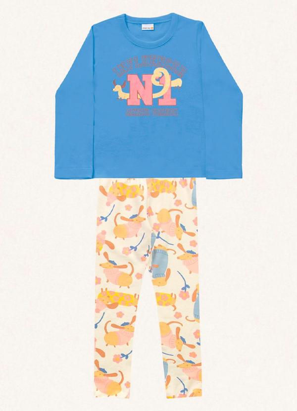 Fakini Kids - Conjunto Blusa Manga Longa/Legging Azul 5