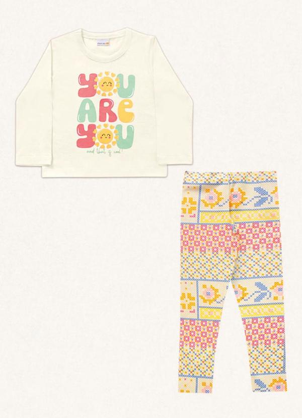Fakini Kids - Conjunto Blusa Manga Longa/Legging Bege