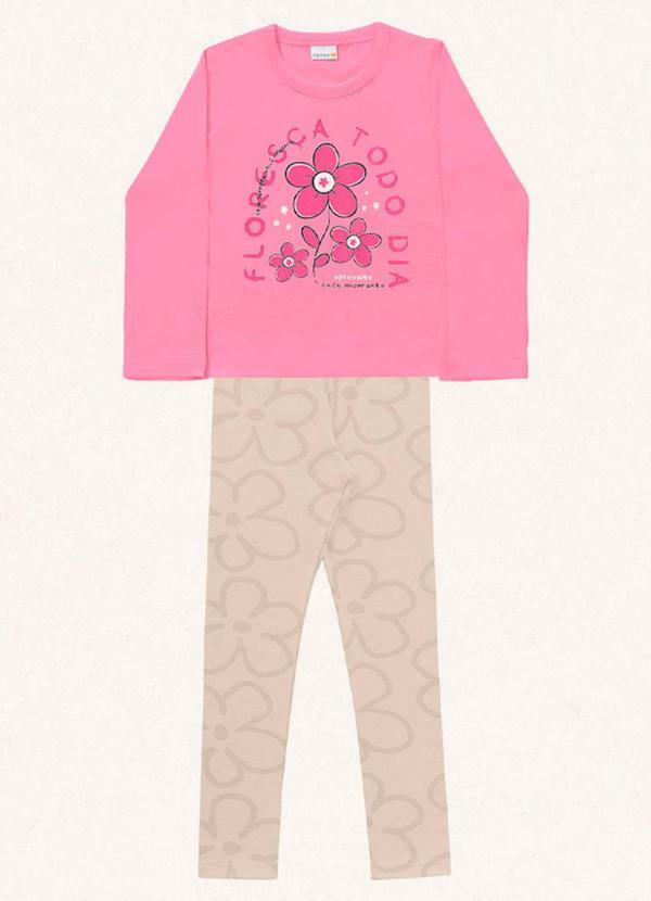 Fakini Kids - Conjunto Blusa Manga Longa/Legging Bege