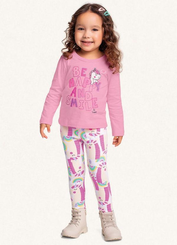 Fakini Kids - Conjunto Blusa Manga Longa/Legging Rosa