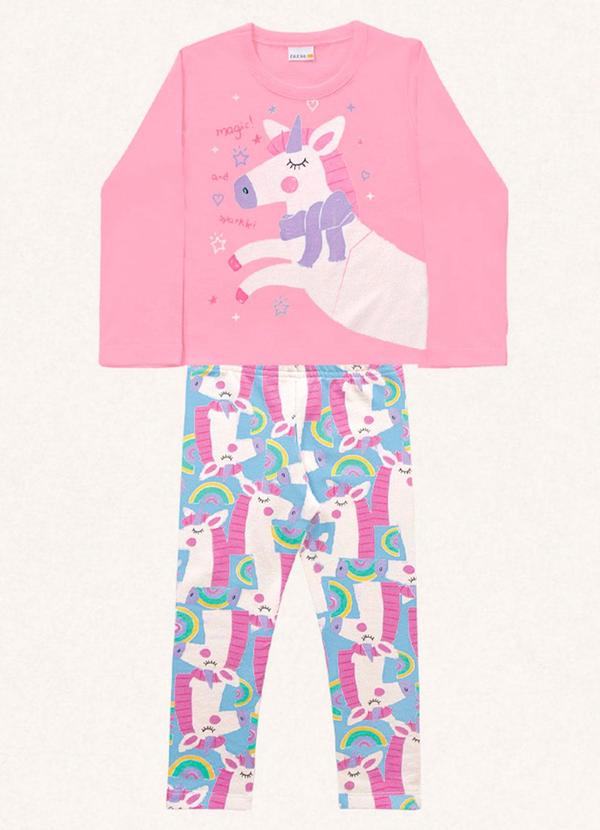 Fakini Kids - Conjunto Blusa Manga Longa/Legging Rosa