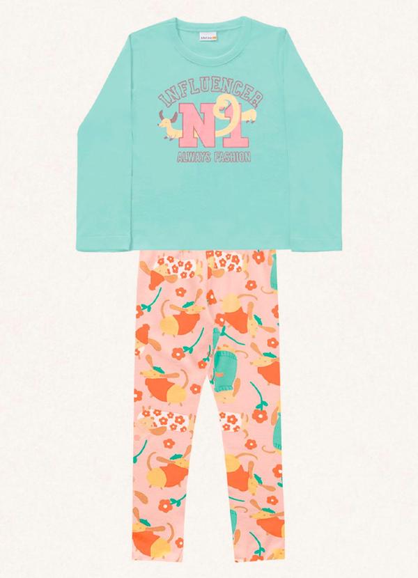 Fakini Kids - Conjunto Blusa Manga Longa/Legging Verde