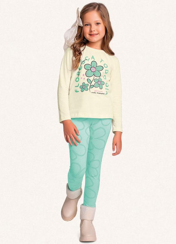 Fakini Kids - Conjunto Blusa Manga Longa/Legging Verde