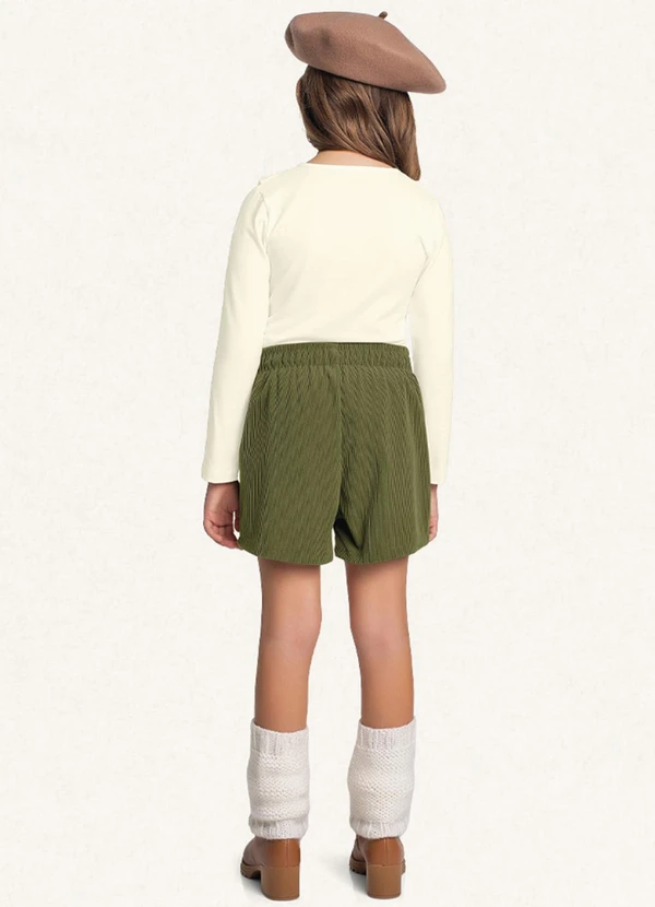 Fakini Kids - Conjunto Blusa Manga Longa/Short Verde 2