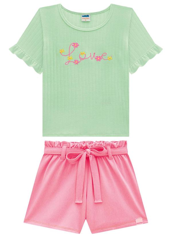 Marlan - Conjunto Blusa Maxi e Shorts Jeans Verde