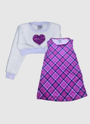 Turminha - Conjunto Blusa Peluciada e Vestido Branco - TURMINHA