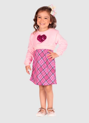 Turminha - Conjunto Blusa Peluciada e Vestido Rosa - TURMINHA