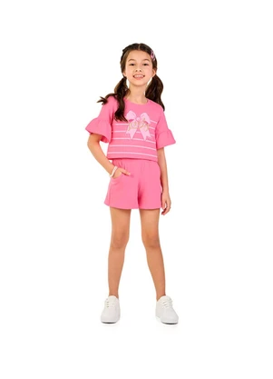 Marlan - Conjunto Blusa Penteada e Shorts em Cotton Rosa - MARLAN