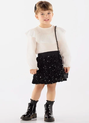 Up Baby - Conjunto Blusa, Saia e Bolsa Bege - UP BABY