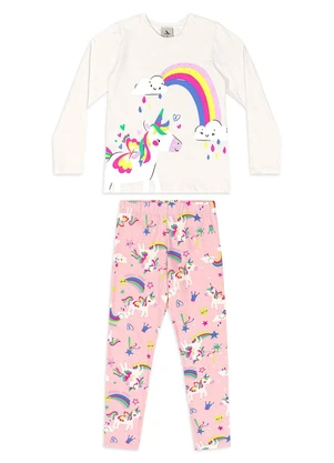 Quimby - Conjunto Blusa Unicórnio Legging Branco - QUIMBY