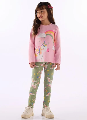 Quimby - Conjunto Blusa Unicórnio Legging Rosa - QUIMBY