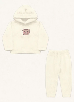 Fakini Kids - Conjunto Blusão C/Capuz e Calça Off White - FAKINI KIDS