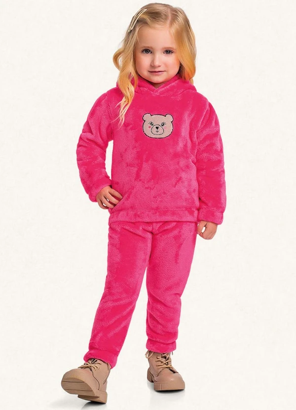 Fakini Kids - Conjunto Blusão C/Capuz e Calça Rosa 3