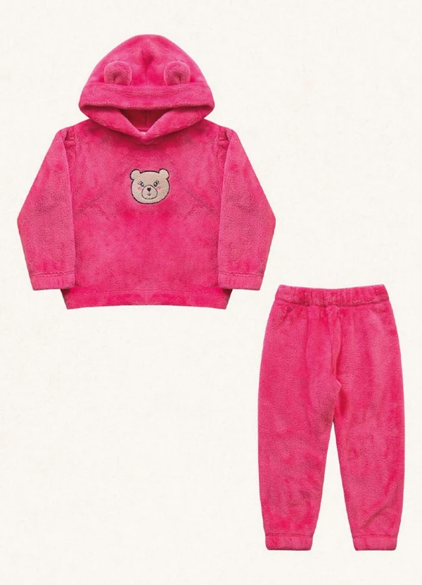 Fakini Kids - Conjunto Blusão C/Capuz e Calça Rosa 4