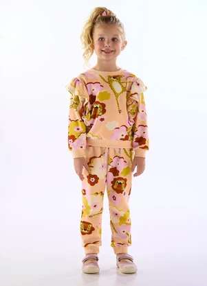 Três e Já - Conjunto Blusão Calça Onça Rosa - TRÊS E JÁ