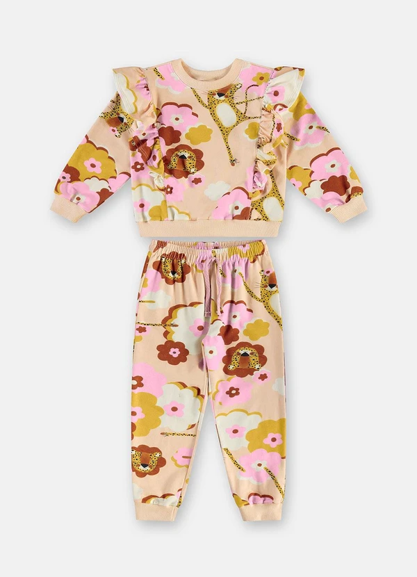 Três e Já - Conjunto Blusão Calça Onça Rosa 2