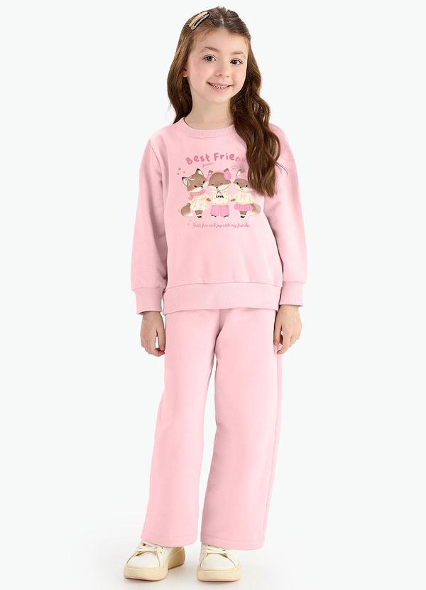 Rovi Kids - Conjunto Blusão com Calça Feminina Rosa
