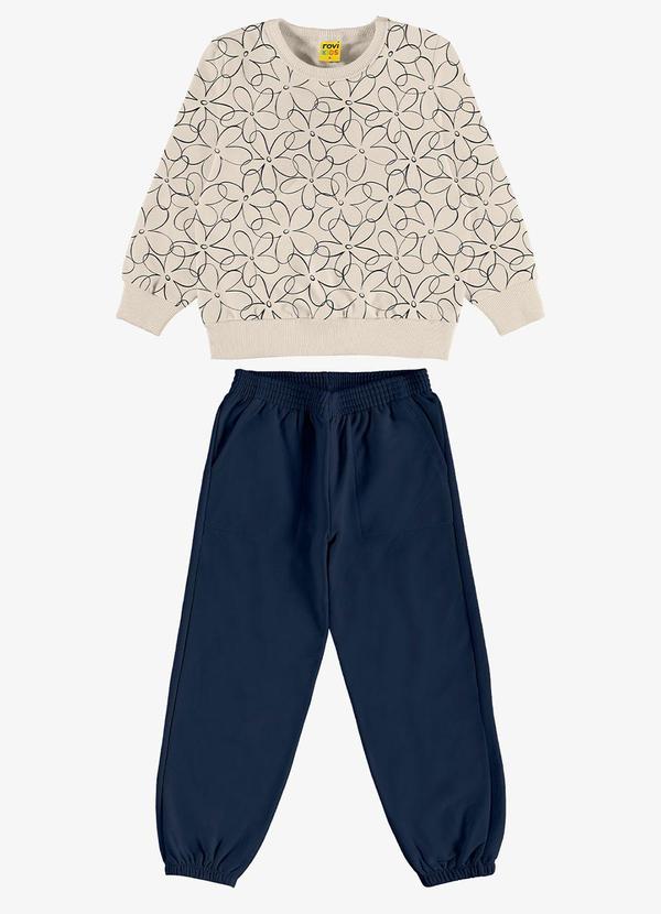 Rovi Kids - Conjunto Blusão com Calça Feminino Bege
