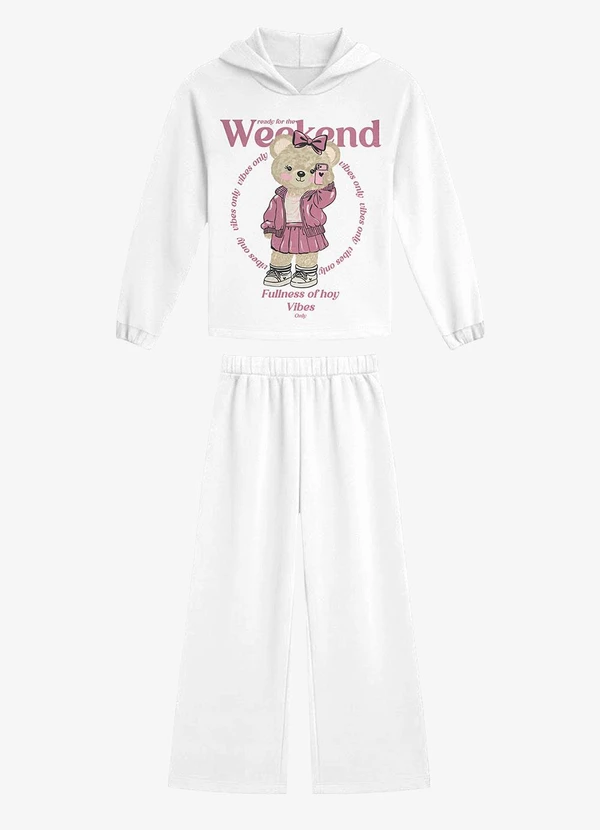 Rovi Kids - Conjunto Blusão com Calça Feminino Branco