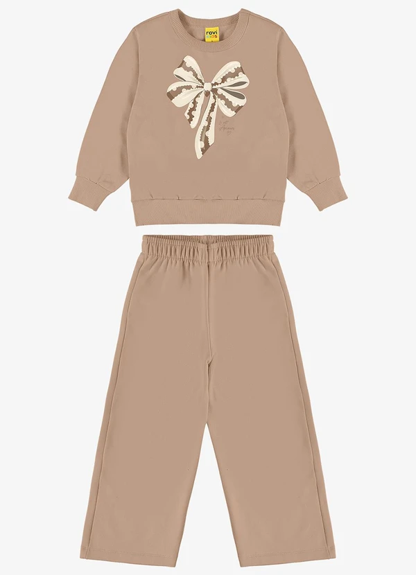 Rovi Kids - Conjunto Blusão com Calça Feminino Marrom 1
