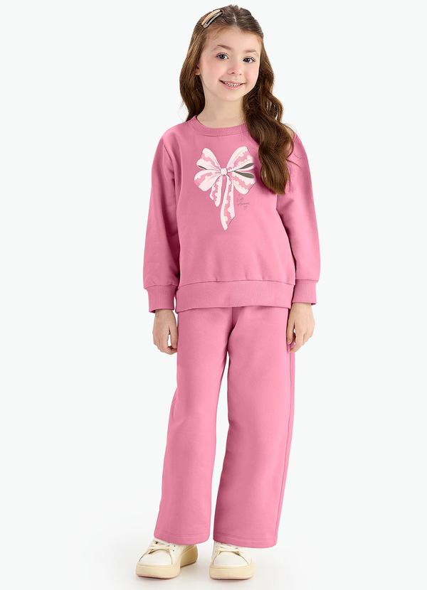 Rovi Kids - Conjunto Blusão com Calça Feminino Rosa