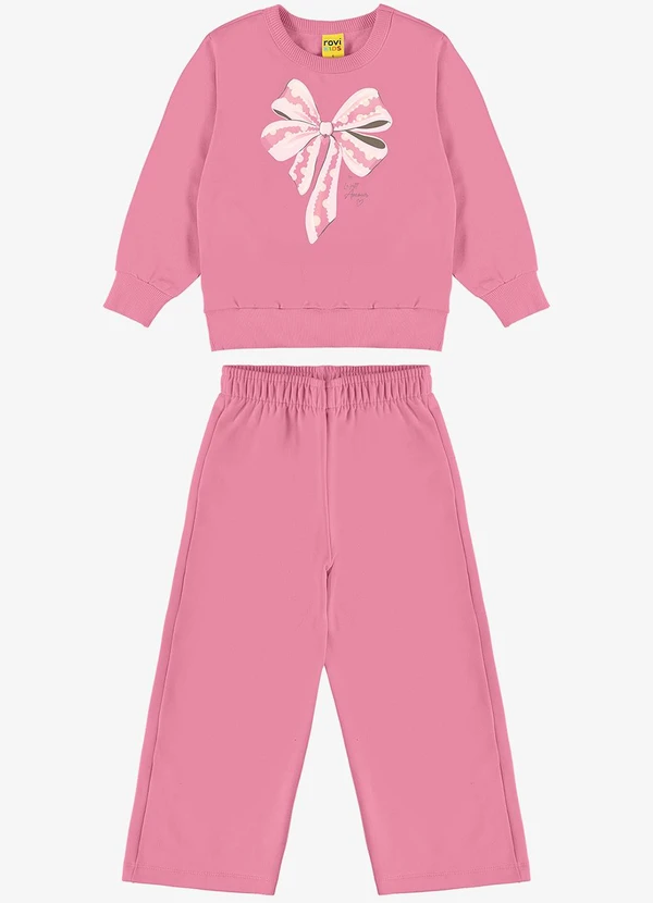 Rovi Kids - Conjunto Blusão com Calça Feminino Rosa 2
