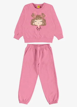 Rovi Kids - Conjunto Blusão com Calça Feminino Rosa - ROVI KIDS