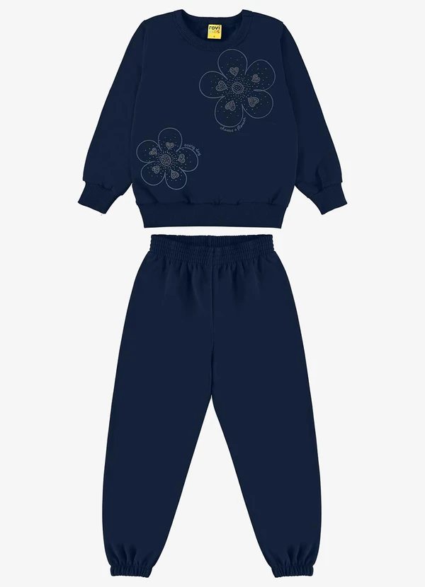 Rovi Kids - Conjunto Blusão com Calça Moletom Azul