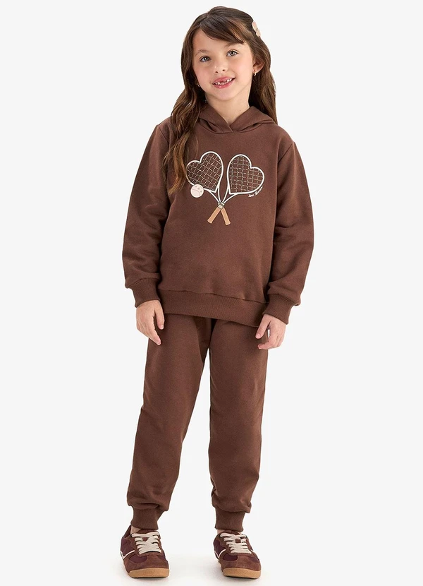 Rovi Kids - Conjunto Blusão com Calça Moletom Marrom
