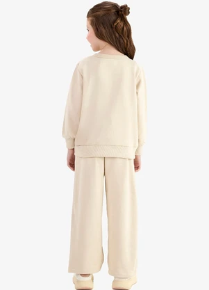 Rovi Kids - Conjunto Blusão com Calça Wide Moletom Bege - ROVI KIDS