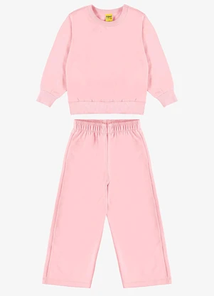 Rovi Kids - Conjunto Blusão com Calça Wide Moletom Rosa - ROVI KIDS