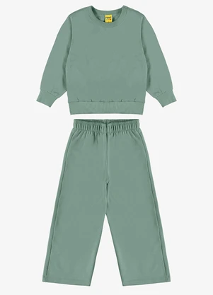 Rovi Kids - Conjunto Blusão com Calça Wide Moletom Verde - ROVI KIDS