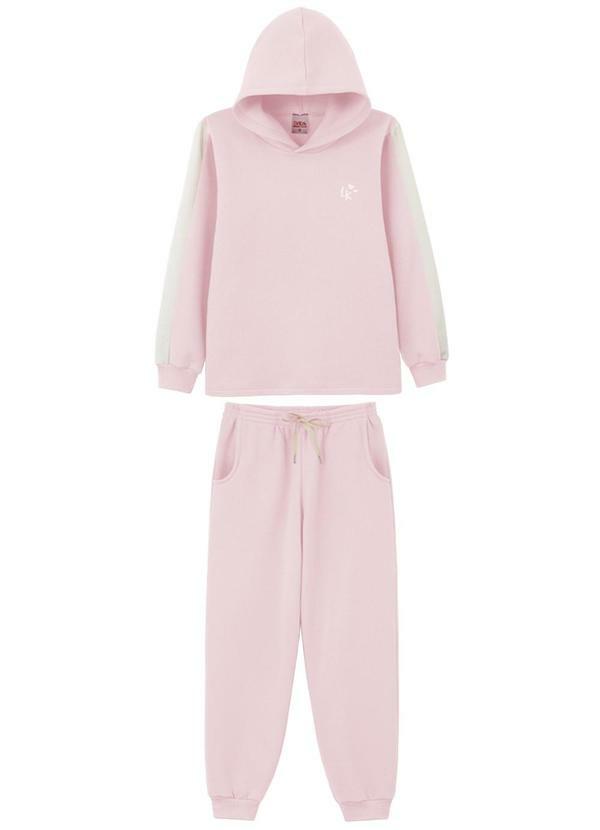 Lik Kids - Conjunto Blusão com Capuz e Calça 2 Cabos Rosa