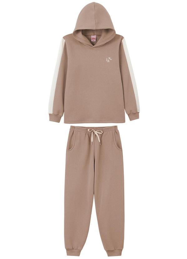 Lik Kids - Conjunto Blusão com Capuz e Calça Marrom