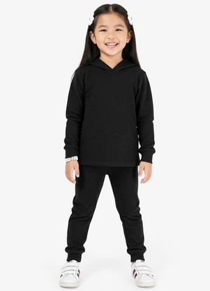 Select - Conjunto  Blusão com Capuz e Calça Preto - SELECT