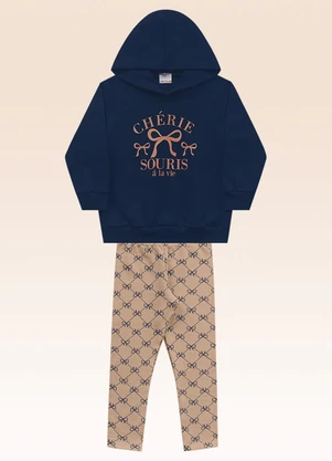 Fakini Kids - Conjunto Blusão com Capuz e Legging Azul - FAKINI KIDS