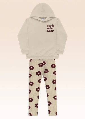 Fakini Kids - Conjunto Blusão com Capuz e Legging Bege - FAKINI KIDS