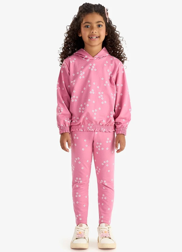 Rovi Kids - Conjunto Blusão com Capuz e Legging Rosa