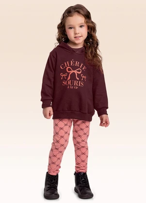 Fakini Kids - Conjunto Blusão com Capuz e Legging Vermelho - FAKINI KIDS