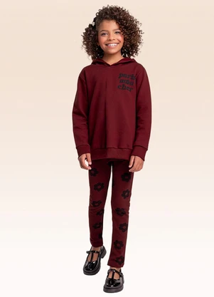 Fakini Kids - Conjunto Blusão com Capuz e Legging Vermelho - FAKINI KIDS