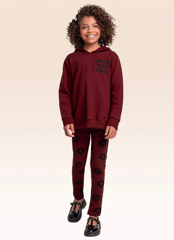 Fakini Kids - Conjunto Blusão com Capuz e Legging Vermelho 1